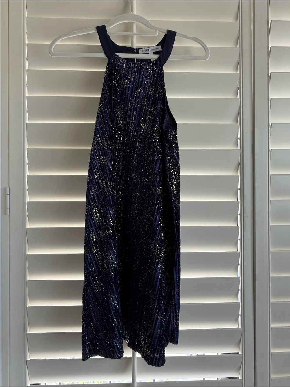 Bcbg generation star pleated midnight blue dress, small, like new
